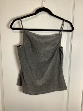 Y2K Seduction Silver Sparkle Spaghetti Strap Top